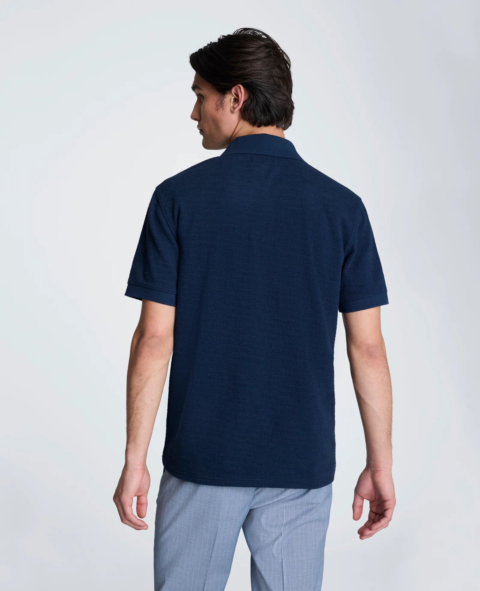 Short Sleeve Johnny Collar Polo with Ribbing - Image 2