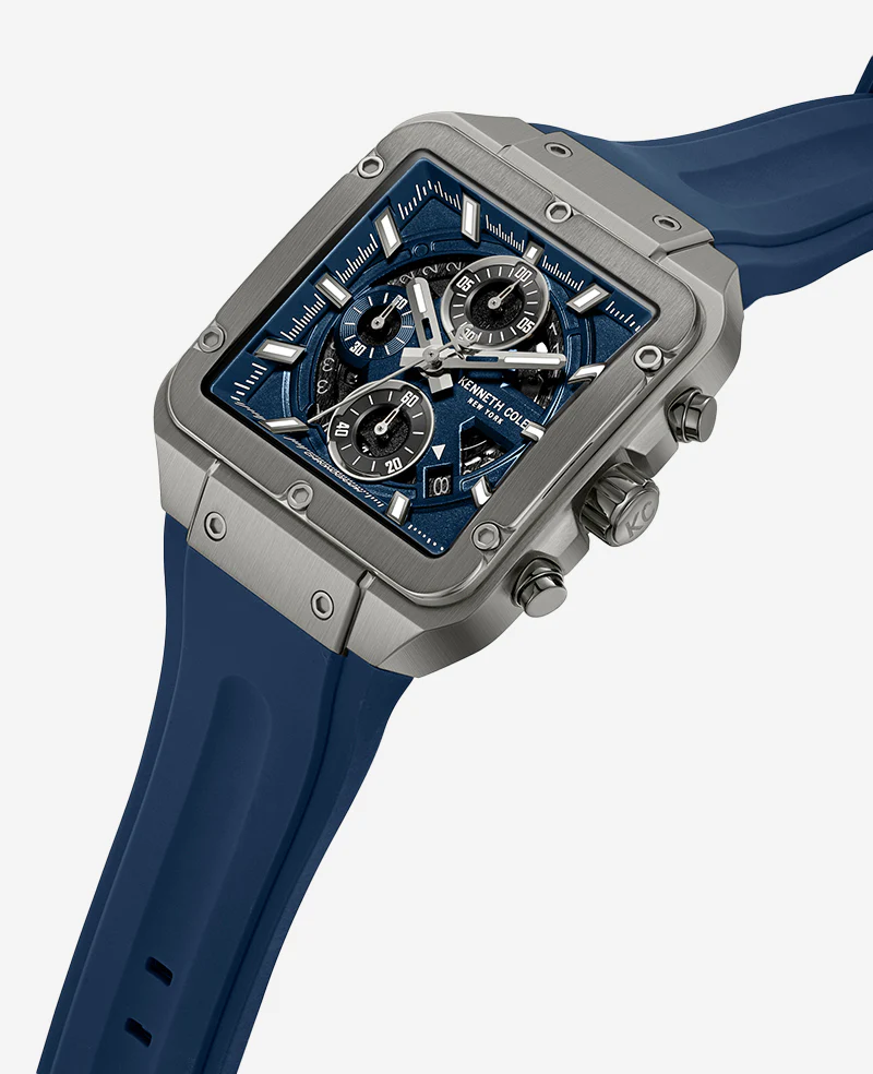 Skeleton Automatic Blue Silicone Strap Watch - Image 2