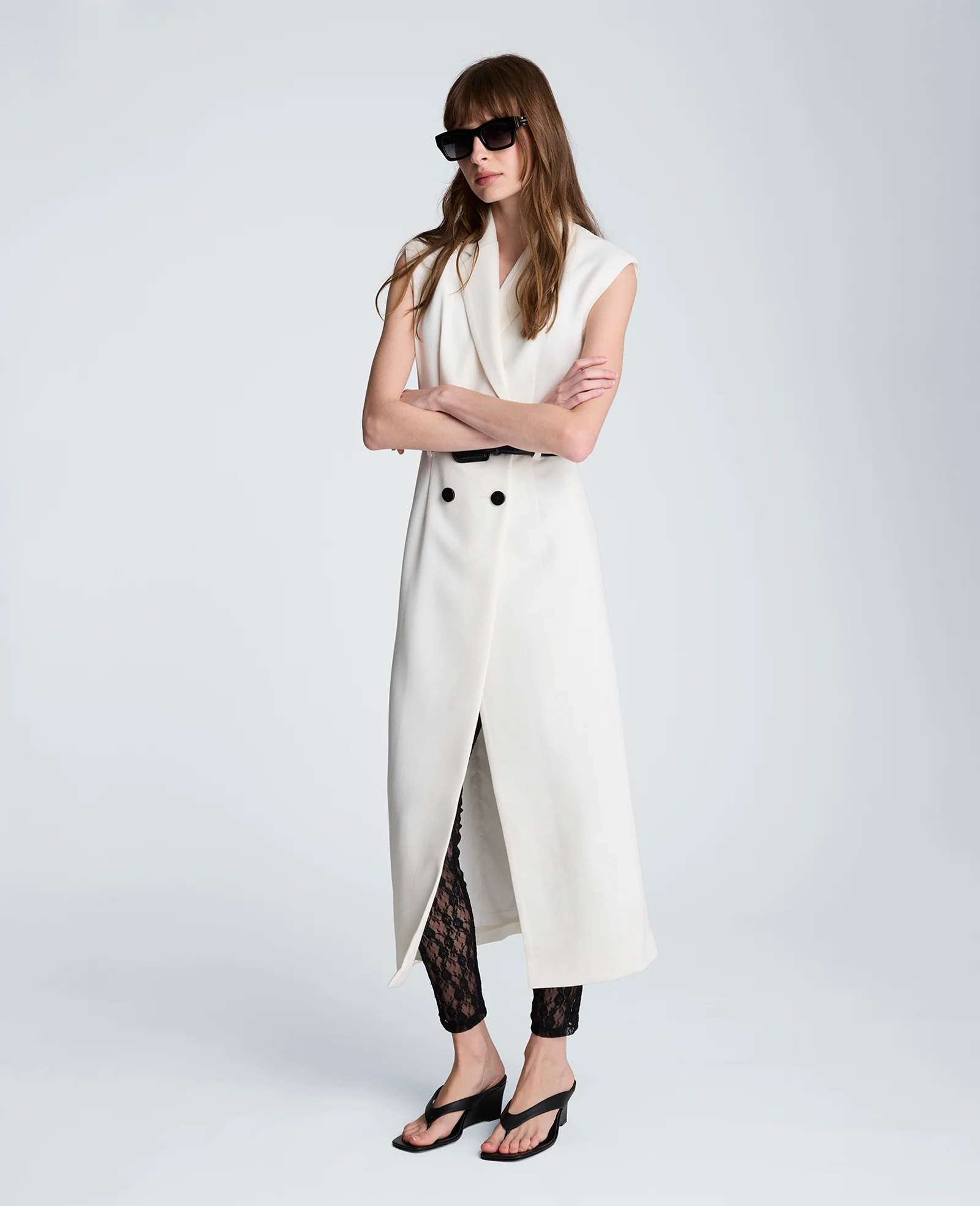 Sleeveless Modern Midi Trench Dress - Image 4