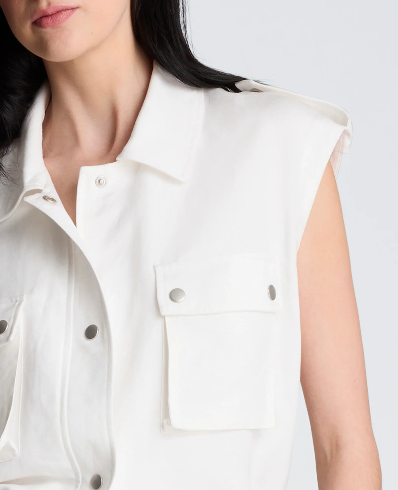 Snap Front Vest with Drawcord Waist - Image 5