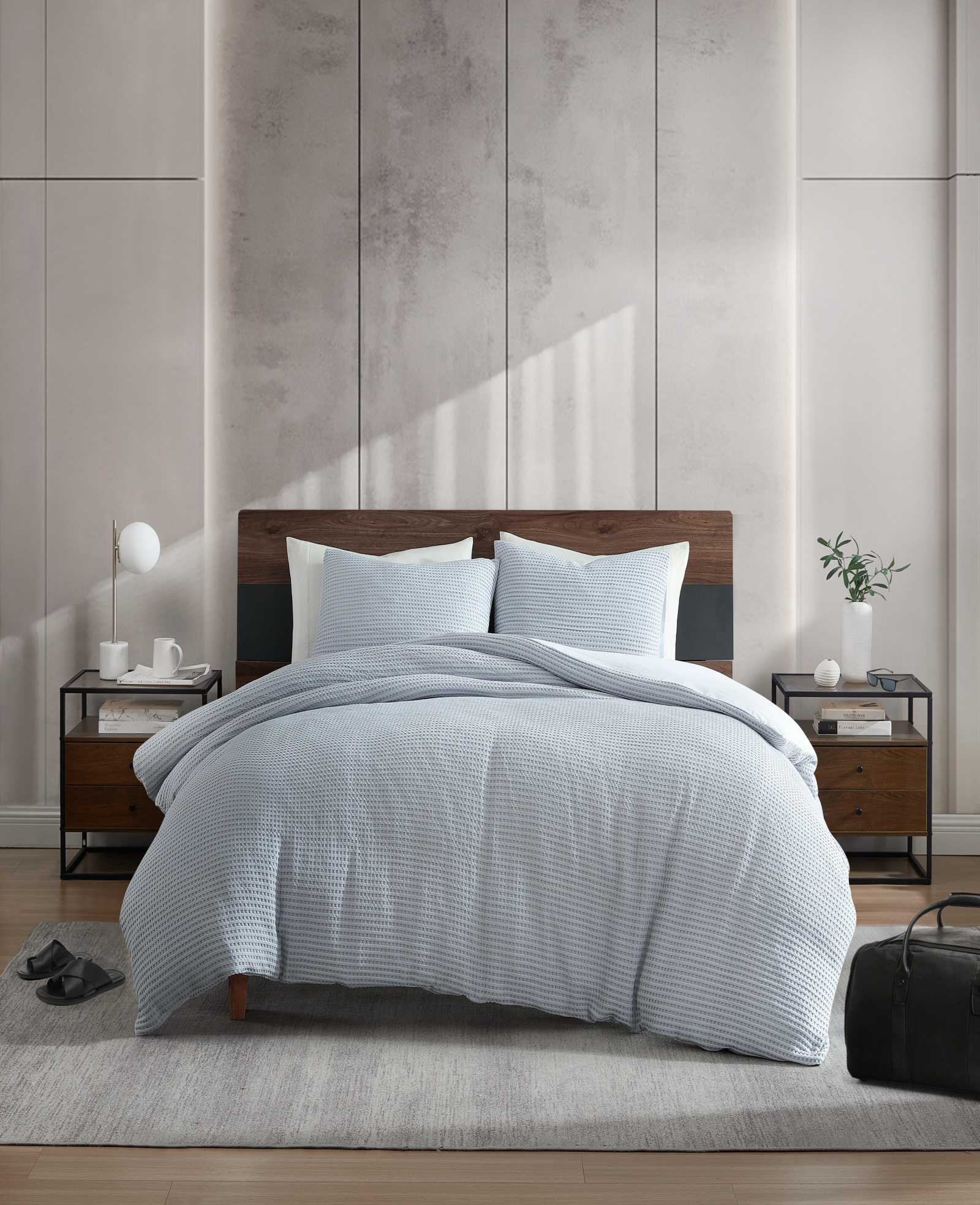Solid Waffle Duvet Set