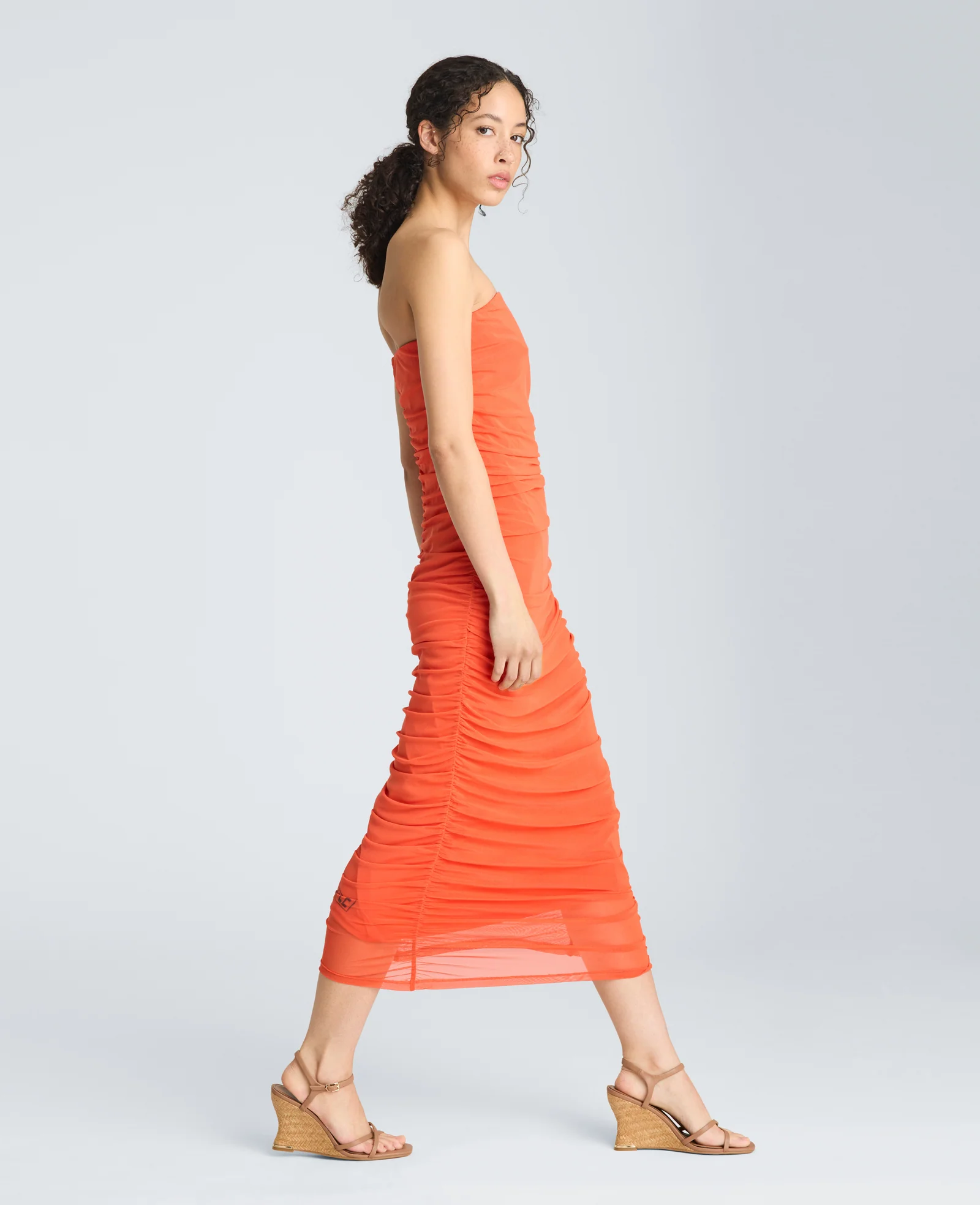 Strapless Ruched Midi Dress - Image 3