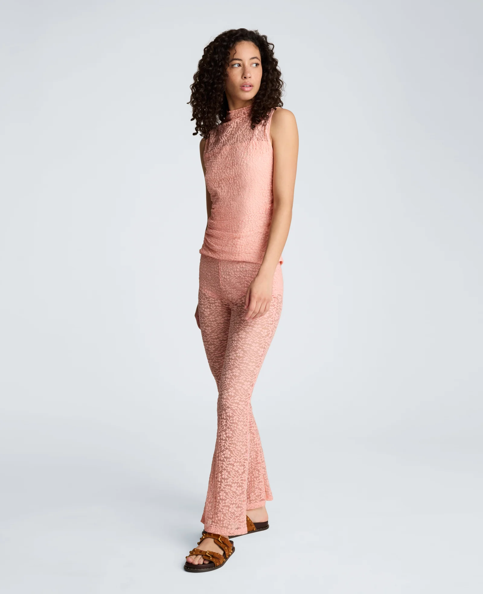 Stretch Lace Front Drape Mock Neck Tank - Image 5