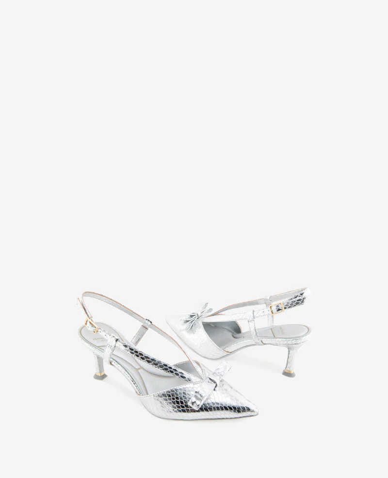 Umayra Metallic Snake Slingback Kitten Heel - Image 2