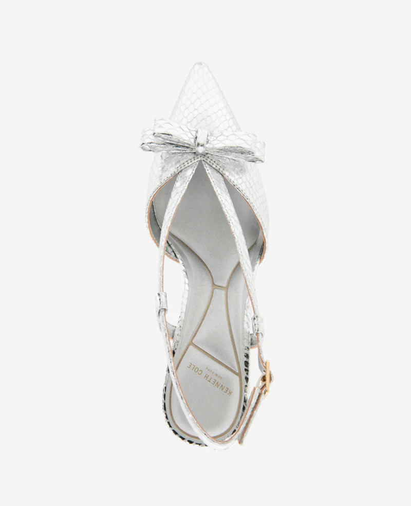 Umayra Metallic Snake Slingback Kitten Heel - Image 4