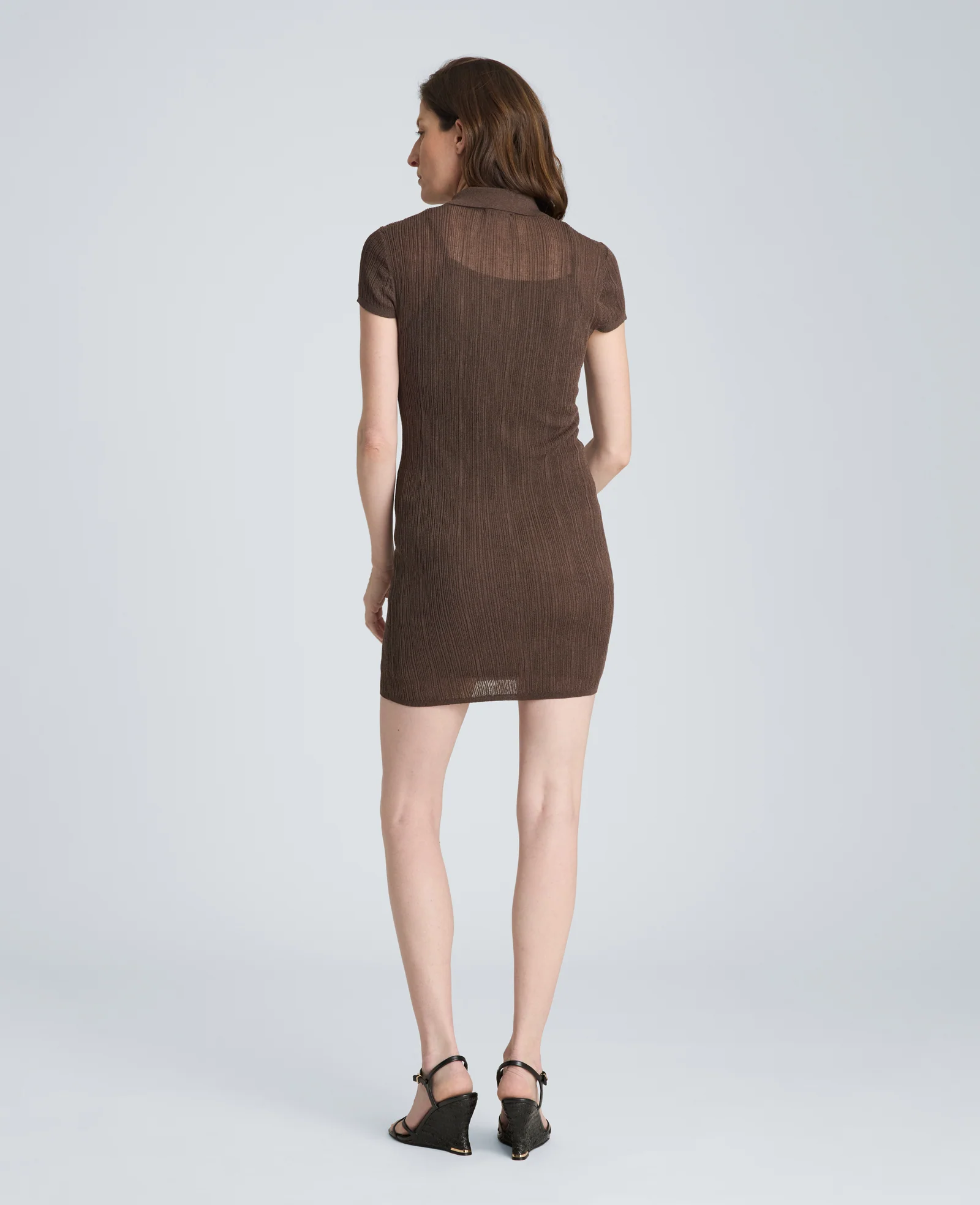 Varigated Polo Cap Sleeve Sweater Dress - Image 2