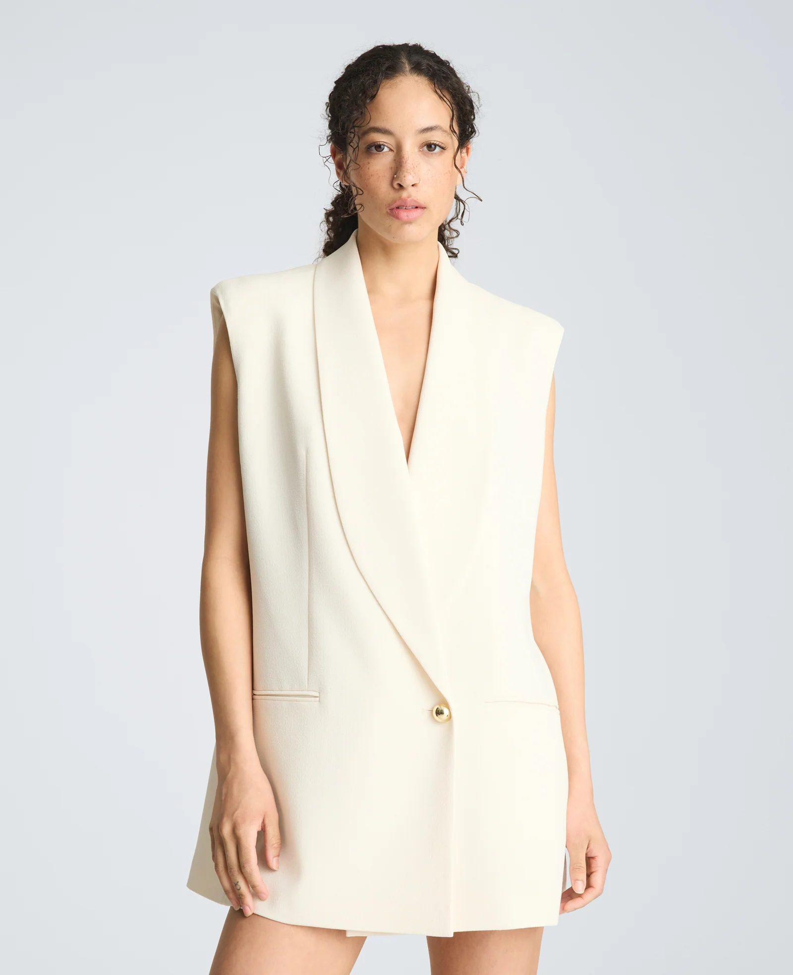 Vest Mini Dress with Shawl Collar - Image 5